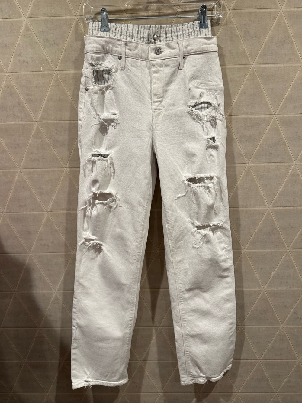 RtA Kallan Boyfriend Jeans w Boxer Short Size 25 US White Denim Cotton Blend